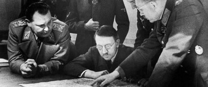 October 1944 Hitler and the generals study the plan of the Ardennes' offensive